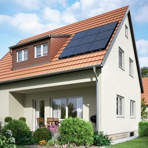 Ein Einfamilienhaus mit einer Mobilen Photovoltaikanlage